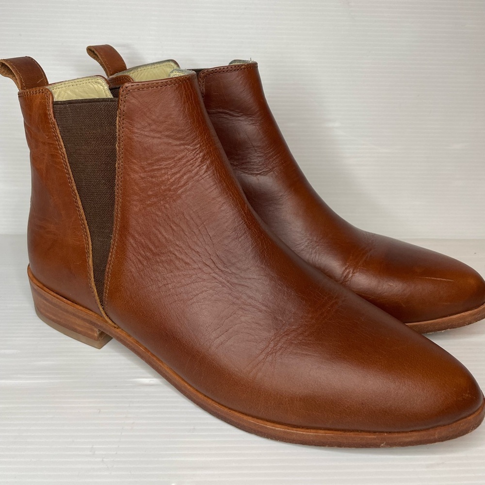 Nisolo Eva Everyday Chelsea Boots Brandy Brown Leather Size 9.5